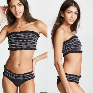 Tory Burch Costa Smocked Bikini Set - Hipster Bikini Bottoms and Bandeau…